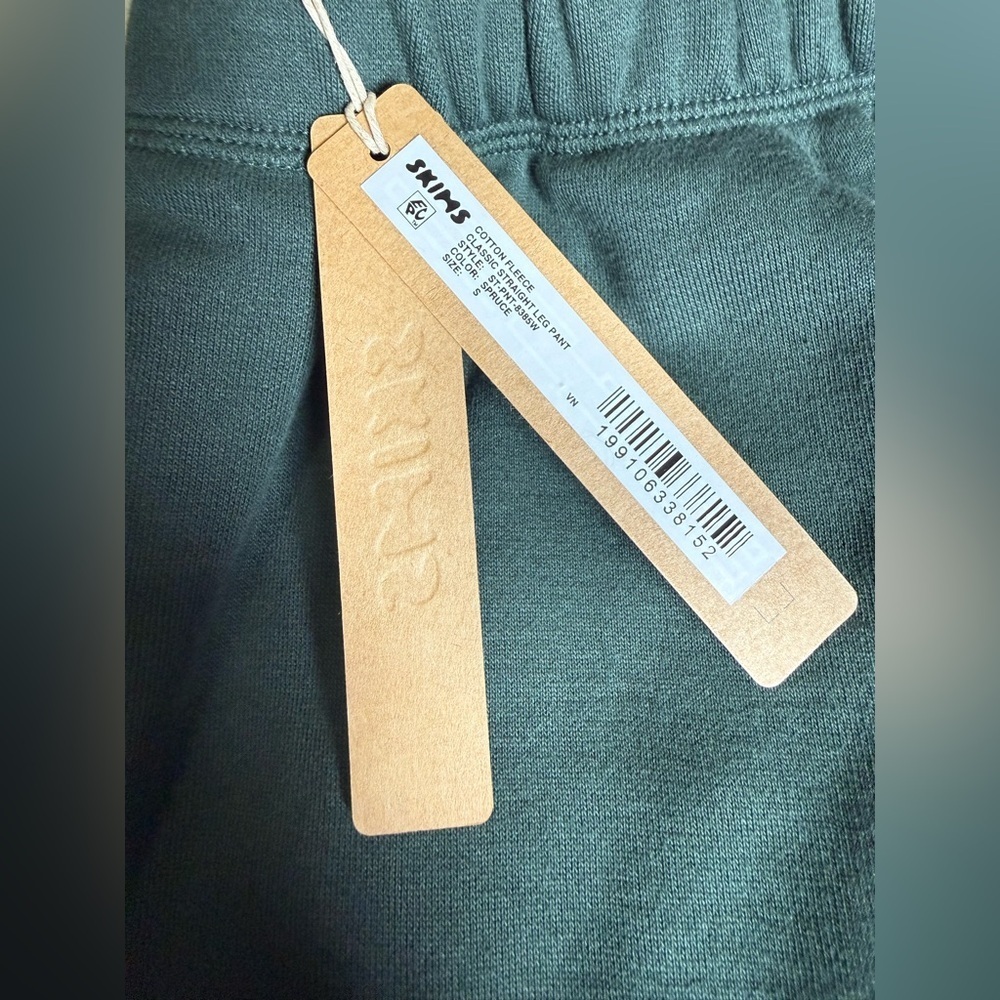 SKIMS Cotton Fleece Classic Straight Leg Pant, size small, NWT, Spruce Green - Picture 5 of 5